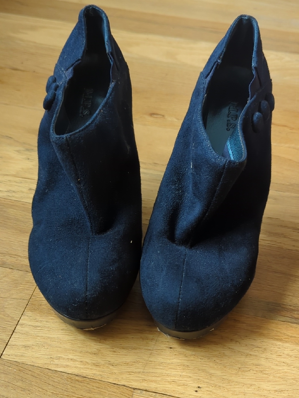 M.P.S. Women's Navy Suede Platform Booties Size 8